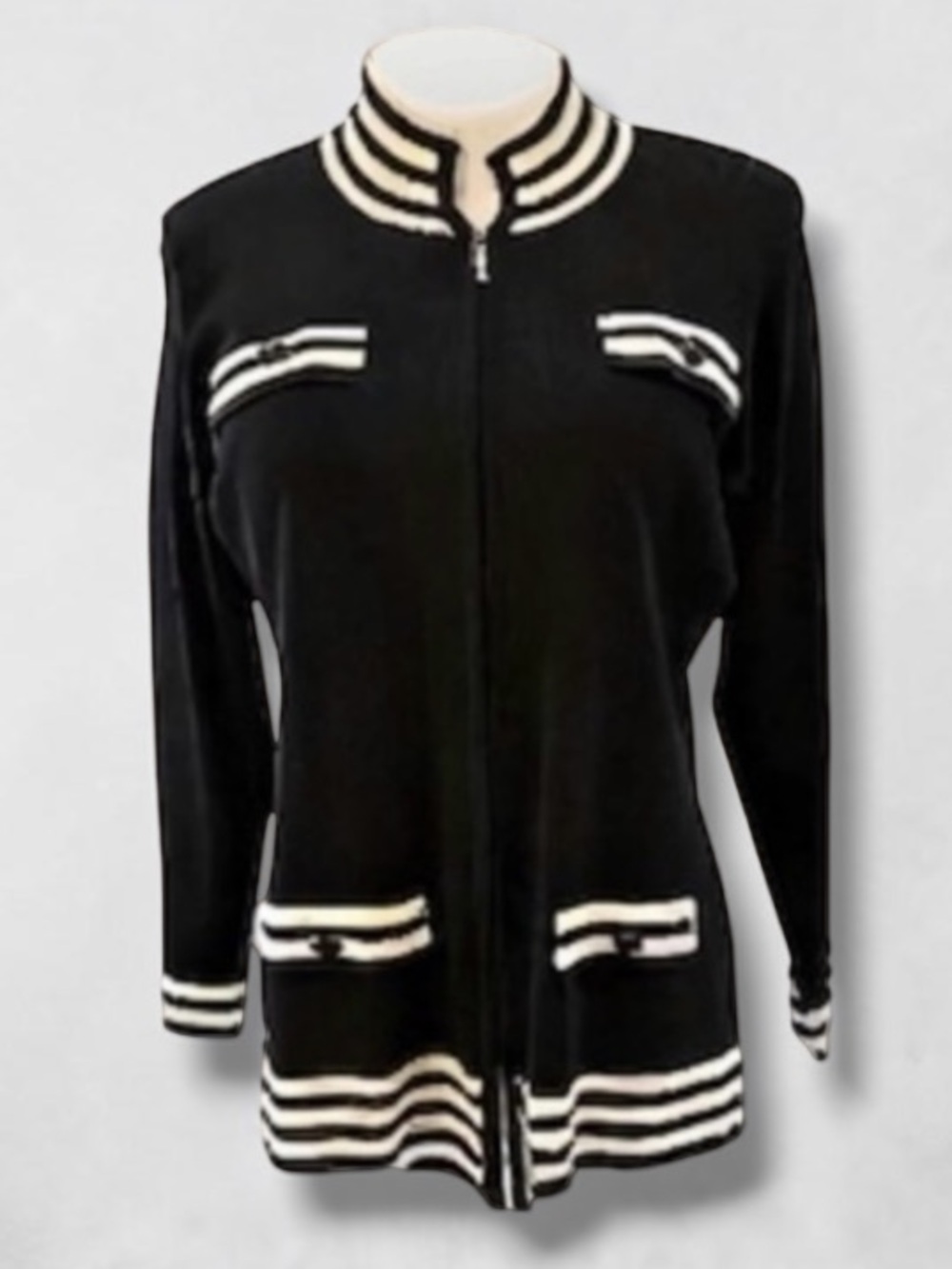 Exclusively Misook Cardigan Zip front Knit Sweater Jacket